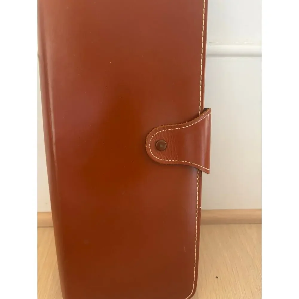 Vintage Top Grain Cowhide Leather Travel Document Portfolio Organizer USA